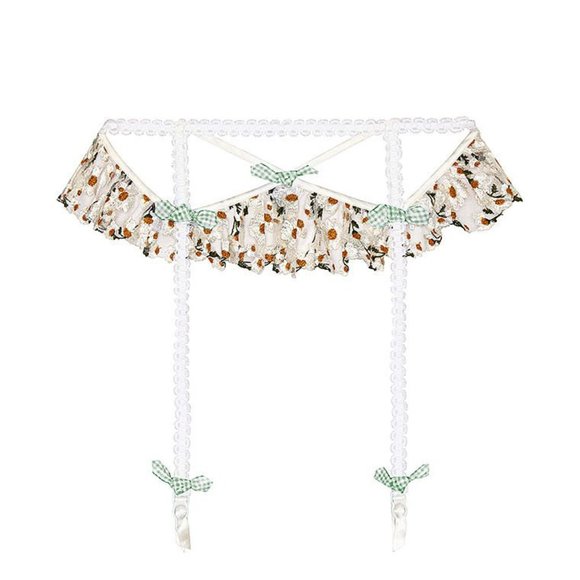 3PC For Love & Lemons Tossed Daisy Bra, Thong and Garter - Picture 8 of 10